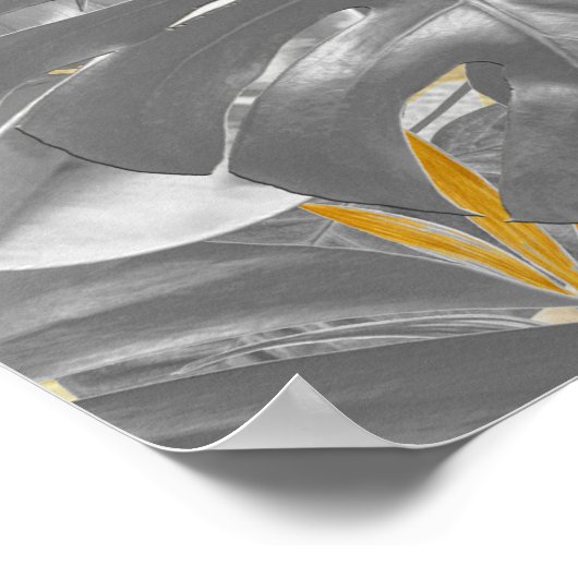 黄色と灰色の植物のおもしろいで表葉現する ポスター (角)