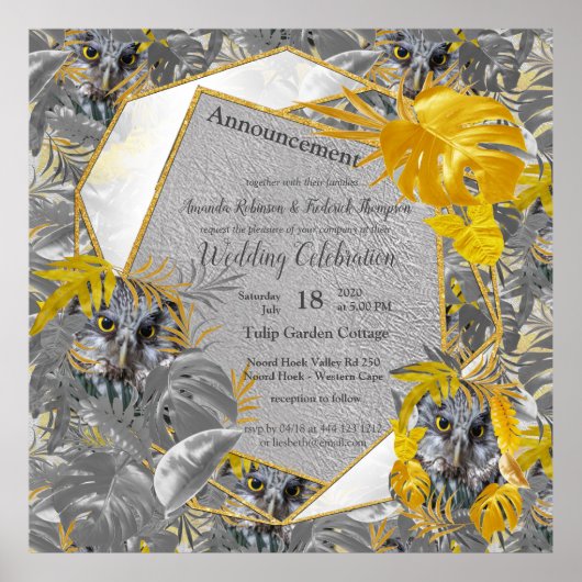 黄色と灰色の植物のおもしろいで表葉現する ポスター (正面)