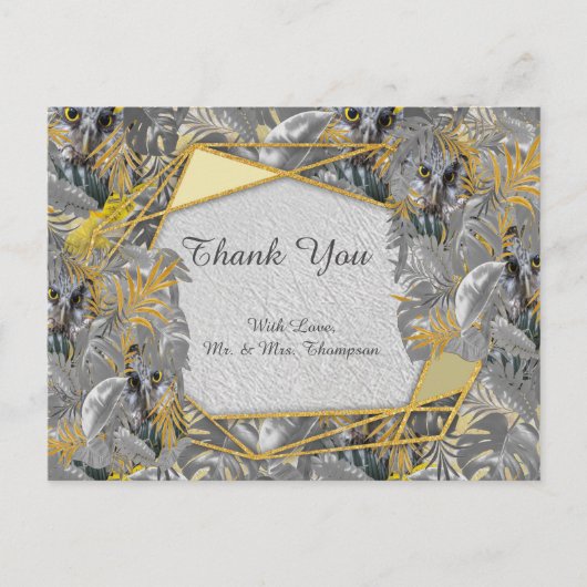 黄色と灰色の植物のおもしろいで表葉現する ポストカード (正面)