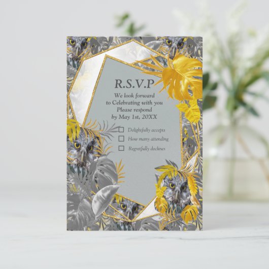 黄色と灰色の植物のおもしろいで表葉現する 出欠カード (スタンド正面)