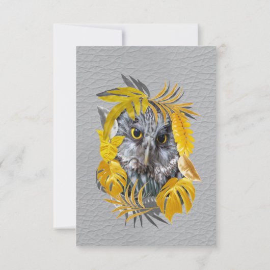 黄色と灰色の植物のおもしろいで表葉現する 出欠カード (裏面)