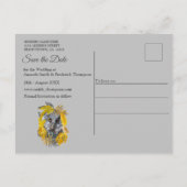 黄色と灰色の植物のおもしろいで表葉現する 案内ポストカード (裏面)