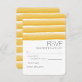 黄色と灰色の水の色のストライプ結婚式RSVP 出欠カード (正面/裏面)