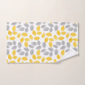 黄色と灰色の水の色の葉パターン バスタオルセット (ハンドタオル)