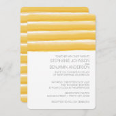 黄色と灰色の水の色ストライプの結婚 招待状 (正面/裏面)