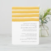 黄色と灰色の水の色ストライプの結婚 招待状 (スタンド正面)