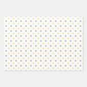 黄色と灰色の水玉模様とストライプかわいい明るい ラッピングペーパーシート (正面2)