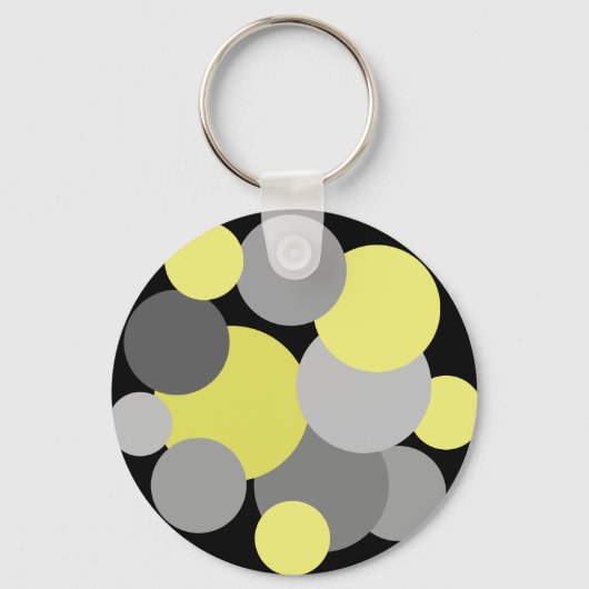 黄色と灰色の水玉模様 キーホルダー (正面)
