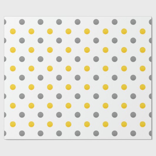 黄色と灰色の水玉模様 ラッピングペーパー (フラット)