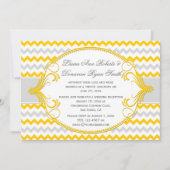 黄色と灰色の渦巻きフレーム チェブロン 受付のみ 招待状 (正面)