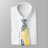黄色と灰色の炭のモダンフローラ ネクタイ (タイ)