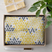 黄色と灰色の炭のモダンフローラ 薄葉紙 (ギフト)