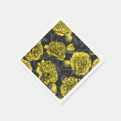 黄色と灰色の牡丹の庭 スタンダードカクテルナプキン (角)