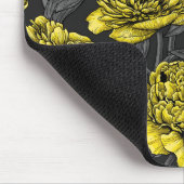 黄色と灰色の牡丹の庭 マウスパッド (コーナー)