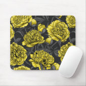 黄色と灰色の牡丹の庭 マウスパッド (マウス)