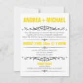 黄色と灰色の結婚式の披露宴のみの招待状 招待状 (正面)