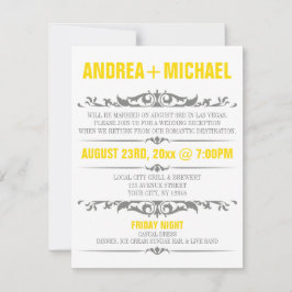 黄色と灰色の結婚式の招待状（披露宴のみ） 招待状