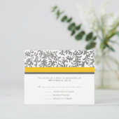 黄色と灰色の結婚式RSVP 出欠カード (スタンド正面)