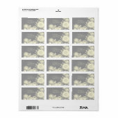 黄色と灰色の花のチャコール返送先ラベル ラベル (フルシート)