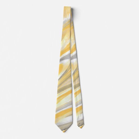 '黄色と灰色の花びらの抽象芸術ネックタイ ネクタイ (正面)
