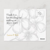 黄色と灰色の花柄の結婚式 お礼のカード ポストカード (裏面)