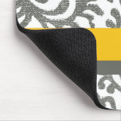 黄色と灰色の花柄 マウスパッド (コーナー)