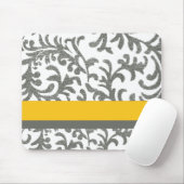 黄色と灰色の花柄 マウスパッド (マウス)