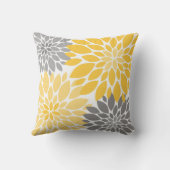 黄色と灰色の菊の花柄 クッション (裏面)