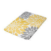 黄色と灰色の菊の花柄 バスマット (アングル)