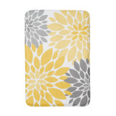 黄色と灰色の菊の花柄 バスマット (正面縦)
