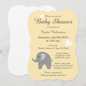 黄色と灰色の象のベビーシャワー招待状 招待状 (正面/裏面)