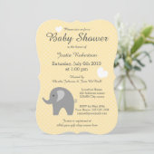 黄色と灰色の象のベビーシャワー招待状 招待状 (スタンド正面)