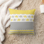 黄色と灰色の象の枕 クッション (ブランケット)