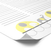 黄色と灰色の象の赤ちゃんシャワーギフトリスト ポスター (角)