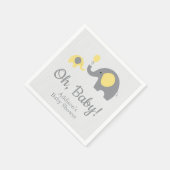 黄色と灰色の象の赤ちゃんシャワーナプキン スタンダードカクテルナプキン (角)