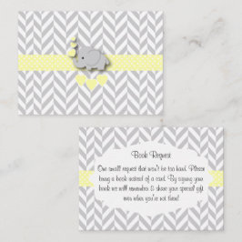 黄色と灰色の象の赤ちゃんシャワー本のリクエスト エンクロージャーカード