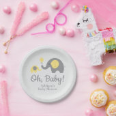 黄色と灰色の象の赤ちゃんシャワー紙プレート ペーパープレート (パーティー)