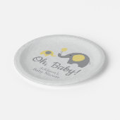 黄色と灰色の象の赤ちゃんシャワー紙プレート ペーパープレート (アングル)