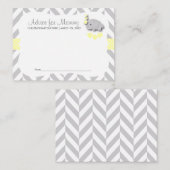 黄色と灰色の象の赤ちゃんシャワーSM -アドバイス アドバイスカード (正面/裏面)