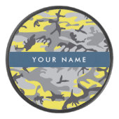 黄色と灰色の迷彩自分の名前をパーソナライズ アイスホッケーパック (正面)