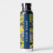 黄色と灰色の迷彩自分の名前をパーソナライズ ウォーターボトル (左面)
