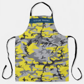 黄色と灰色の迷彩自分の名前をパーソナライズ エプロン (正面)