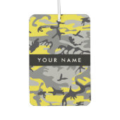 黄色と灰色の迷彩自分の名前をパーソナライズ カーエアーフレッシュナー (正面)