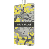 黄色と灰色の迷彩自分の名前をパーソナライズ カーエアーフレッシュナー (左)