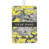 黄色と灰色の迷彩自分の名前をパーソナライズ カーエアーフレッシュナー (裏面)