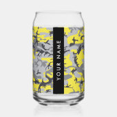 黄色と灰色の迷彩自分の名前をパーソナライズ ガラス缶 (正面)