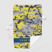 黄色と灰色の迷彩自分の名前をパーソナライズ ゴルフタオル (インサイチュ)