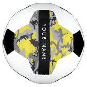 黄色と灰色の迷彩自分の名前をパーソナライズ サッカーボール (回転)