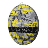黄色と灰色の迷彩自分の名前をパーソナライズ ダーツボード (正面右)