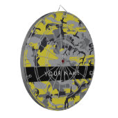 黄色と灰色の迷彩自分の名前をパーソナライズ ダーツボード (正面左)